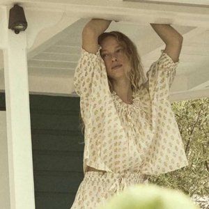 NWT Doen Shore Top, Cream/Sunflower print, size M